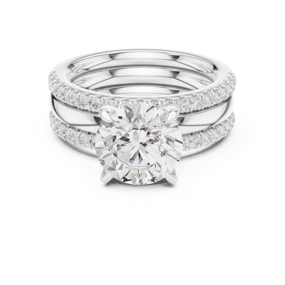 Round Accented Lab Grown Diamond Engagement Ring
