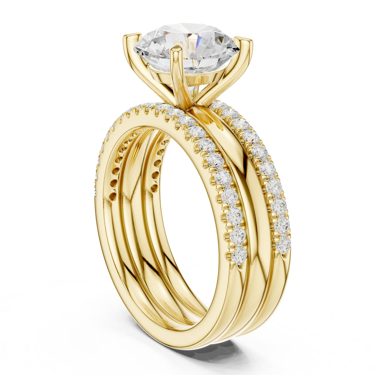 Round Accented Lab Grown Diamond Engagement Ring