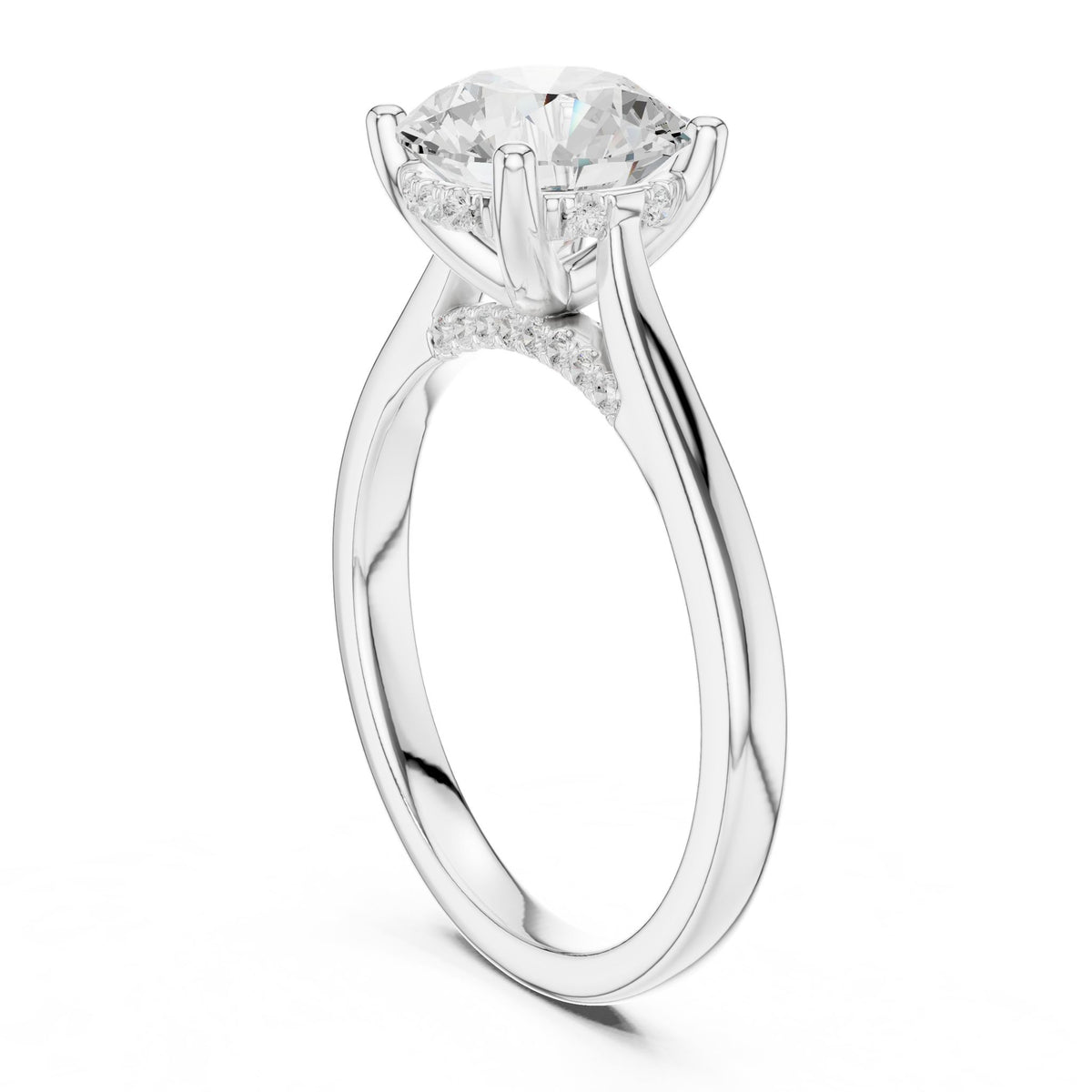 Round Accented Lab Grown Diamond Engagement Ring