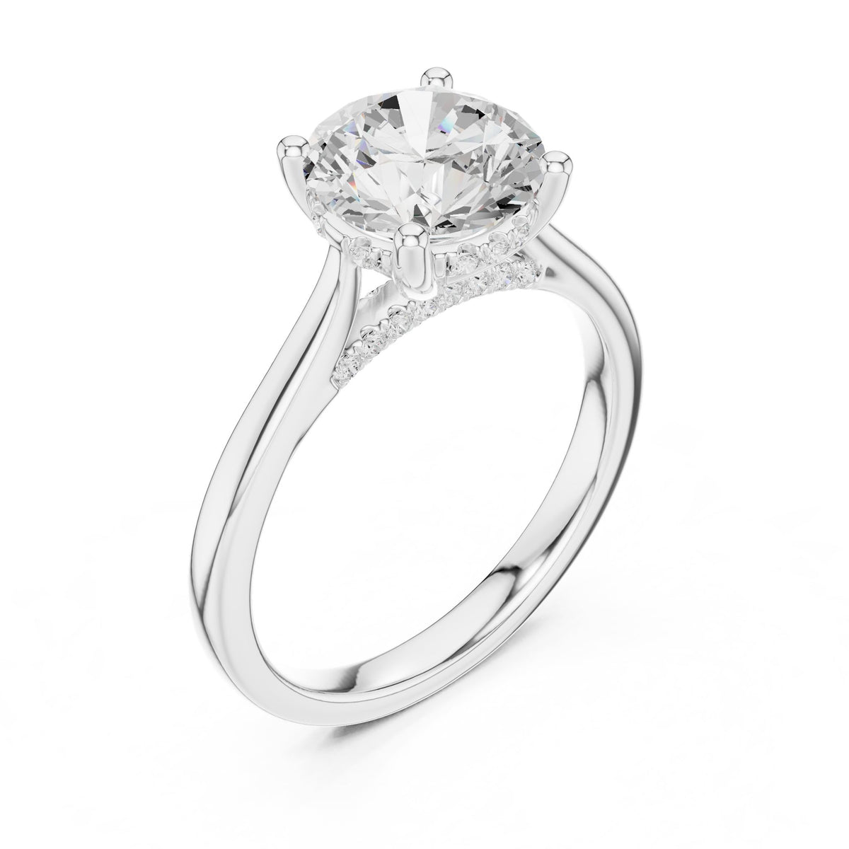 Round Accented Lab Grown Diamond Engagement Ring