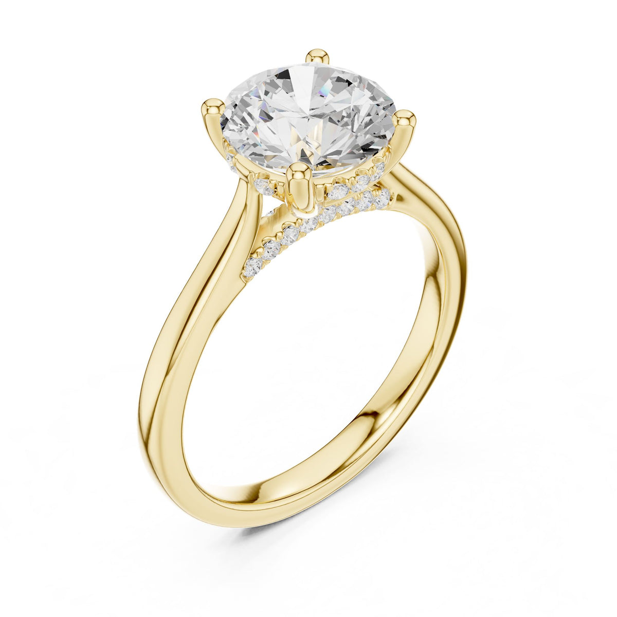 Round Accented Lab Grown Diamond Engagement Ring