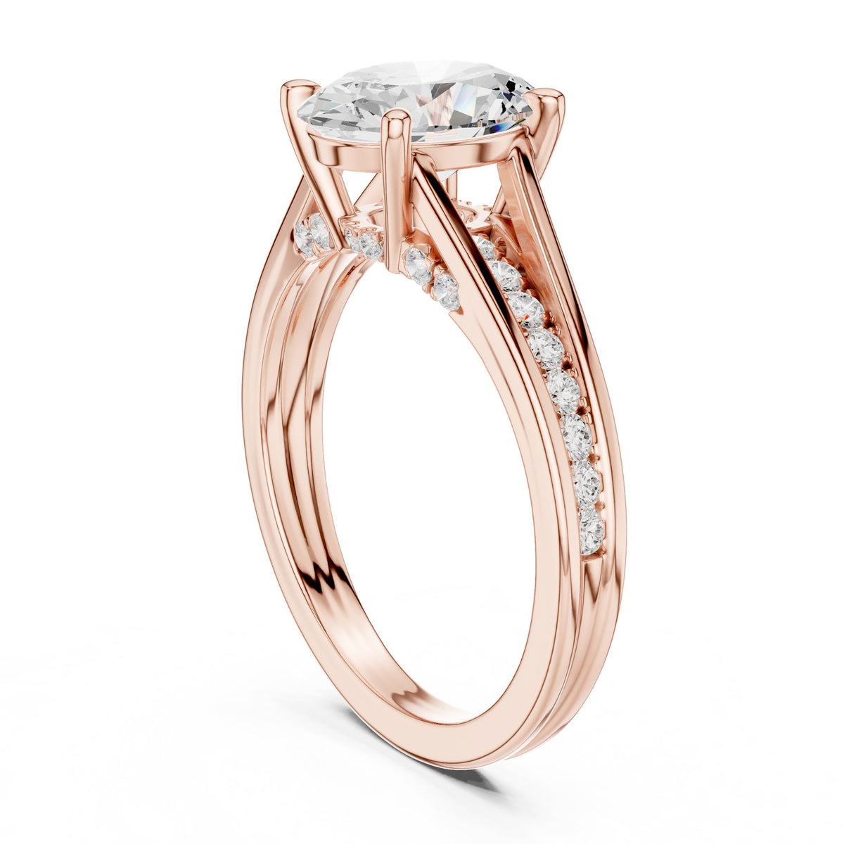Round Accented Lab Grown Diamond Engagement Ring