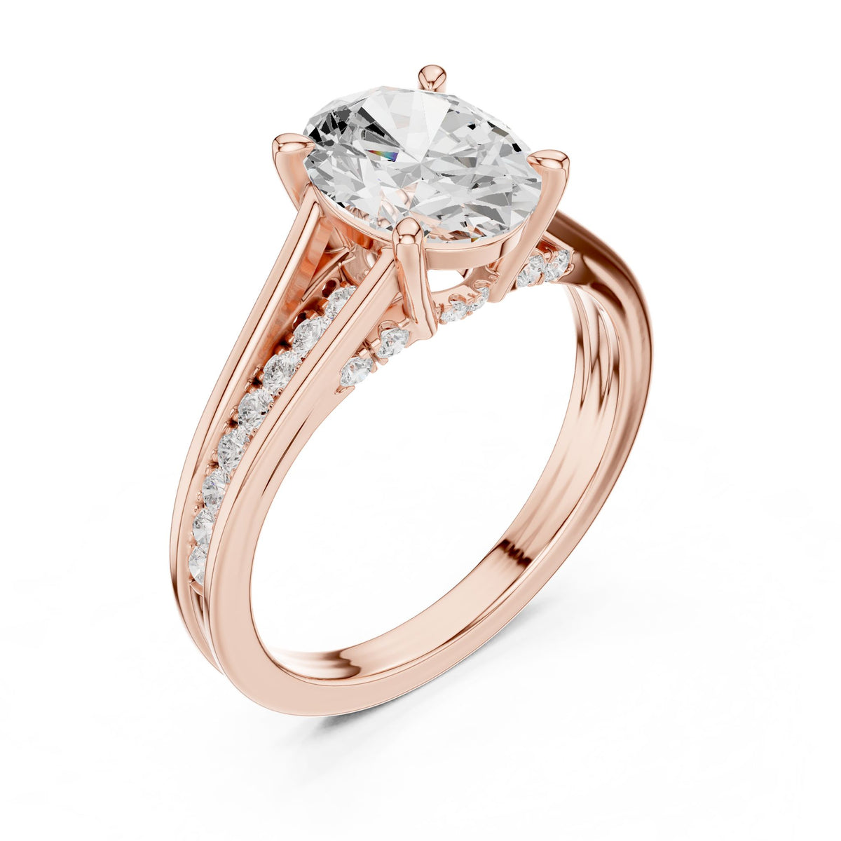 Round Accented Lab Grown Diamond Engagement Ring