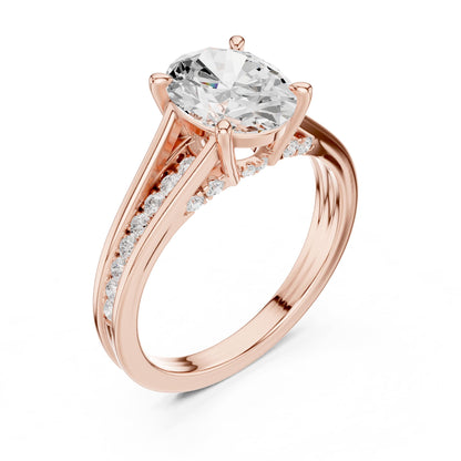 Round Accented Lab Grown Diamond Engagement Ring