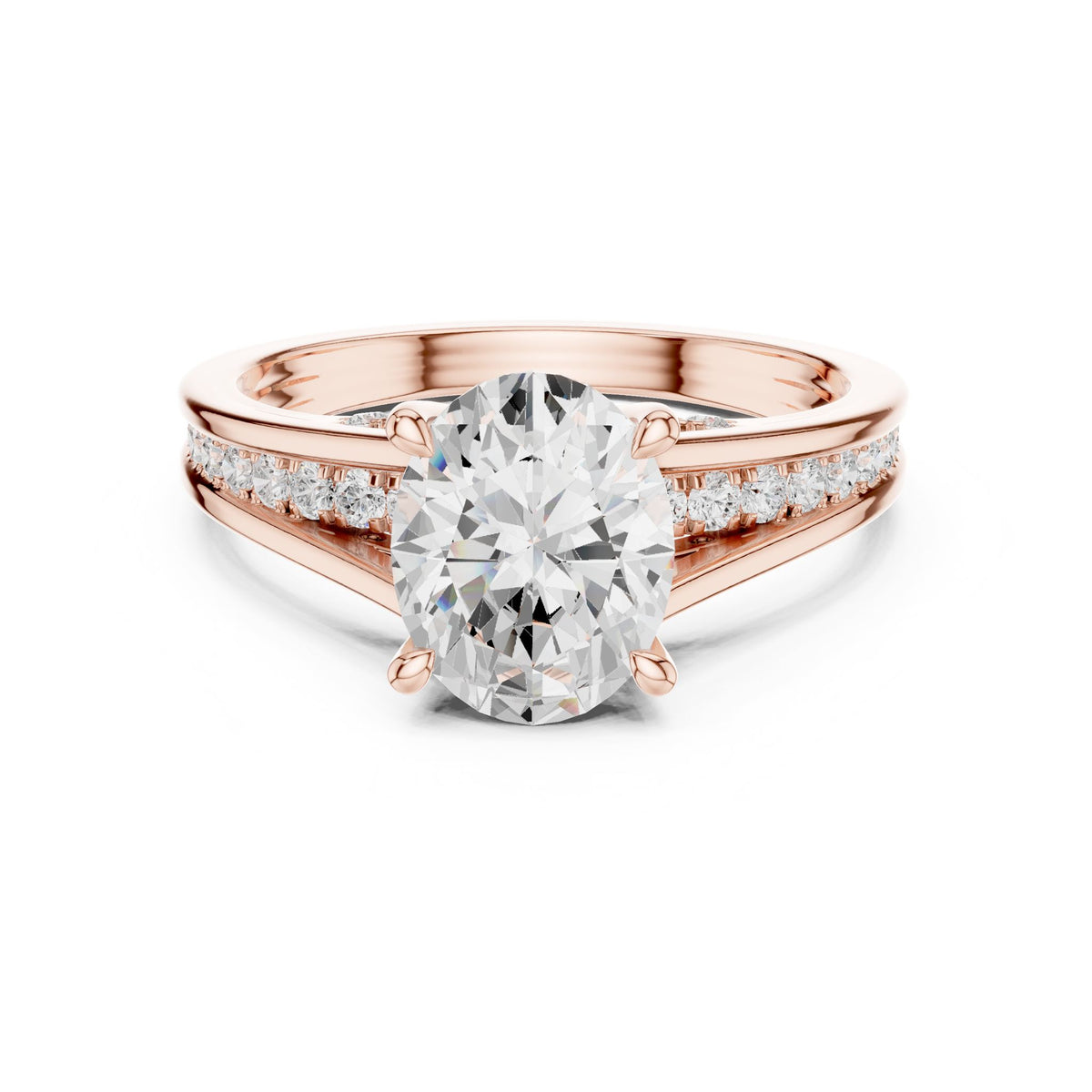 Round Accented Lab Grown Diamond Engagement Ring