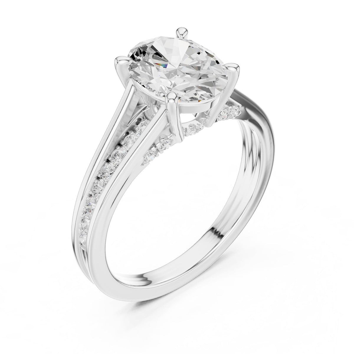 Round Accented Lab Grown Diamond Engagement Ring