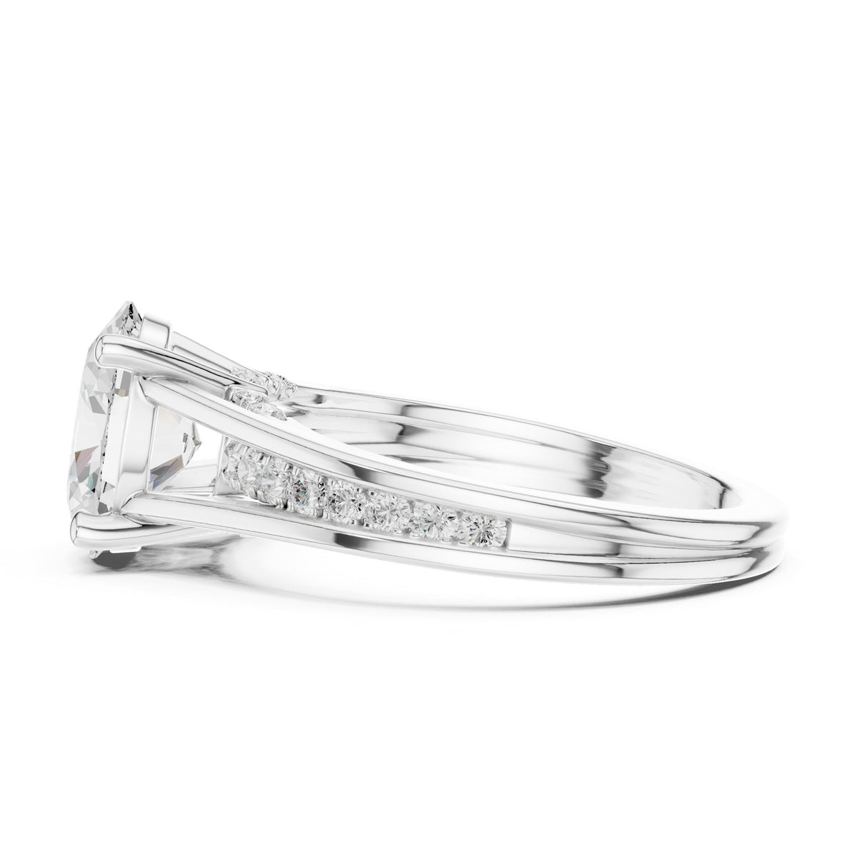 Round Accented Lab Grown Diamond Engagement Ring