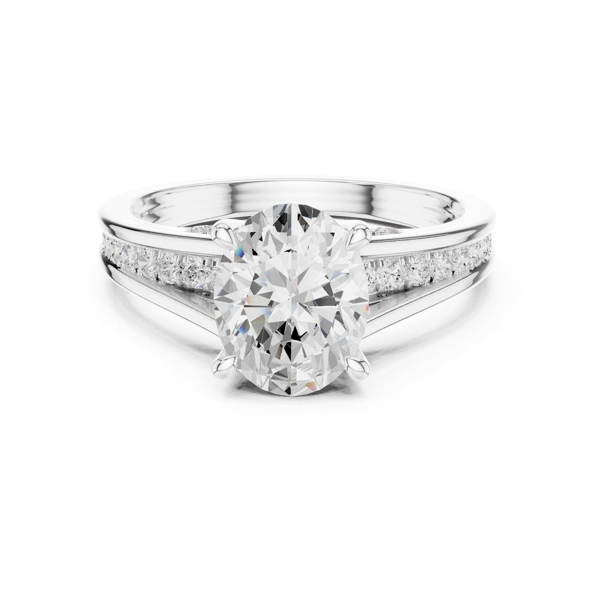 Round Accented Lab Grown Diamond Engagement Ring