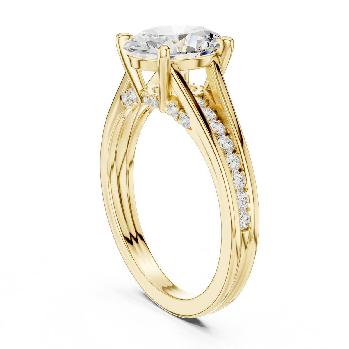Round Accented Lab Grown Diamond Engagement Ring