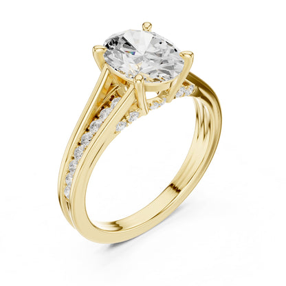 Round Accented Lab Grown Diamond Engagement Ring