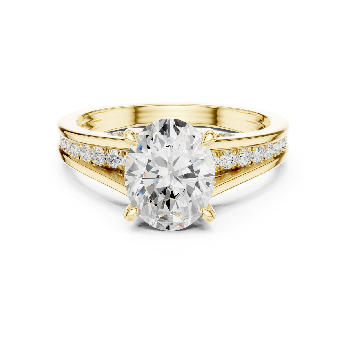 Round Accented Lab Grown Diamond Engagement Ring