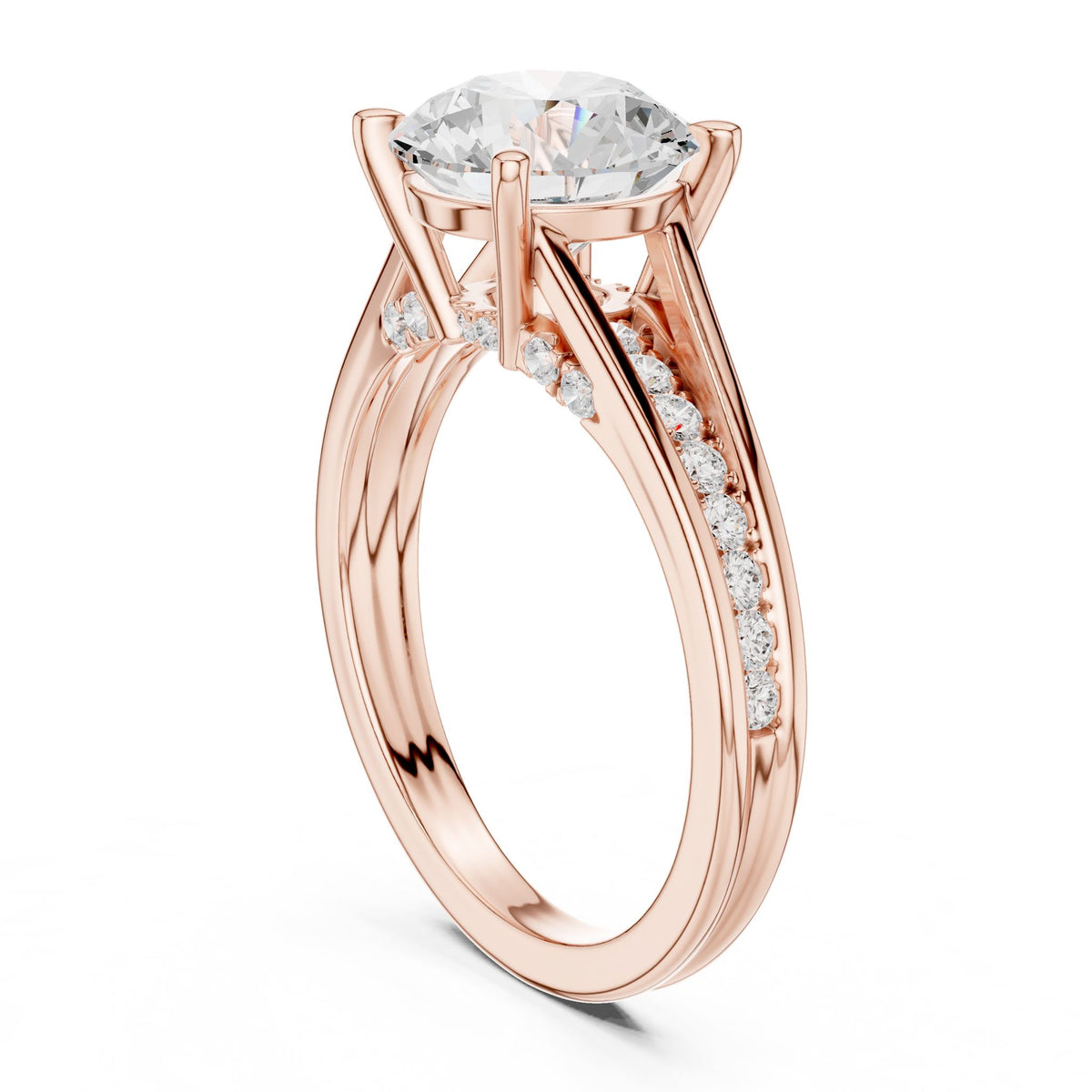 Round Accented Lab Grown Diamond Engagement Ring
