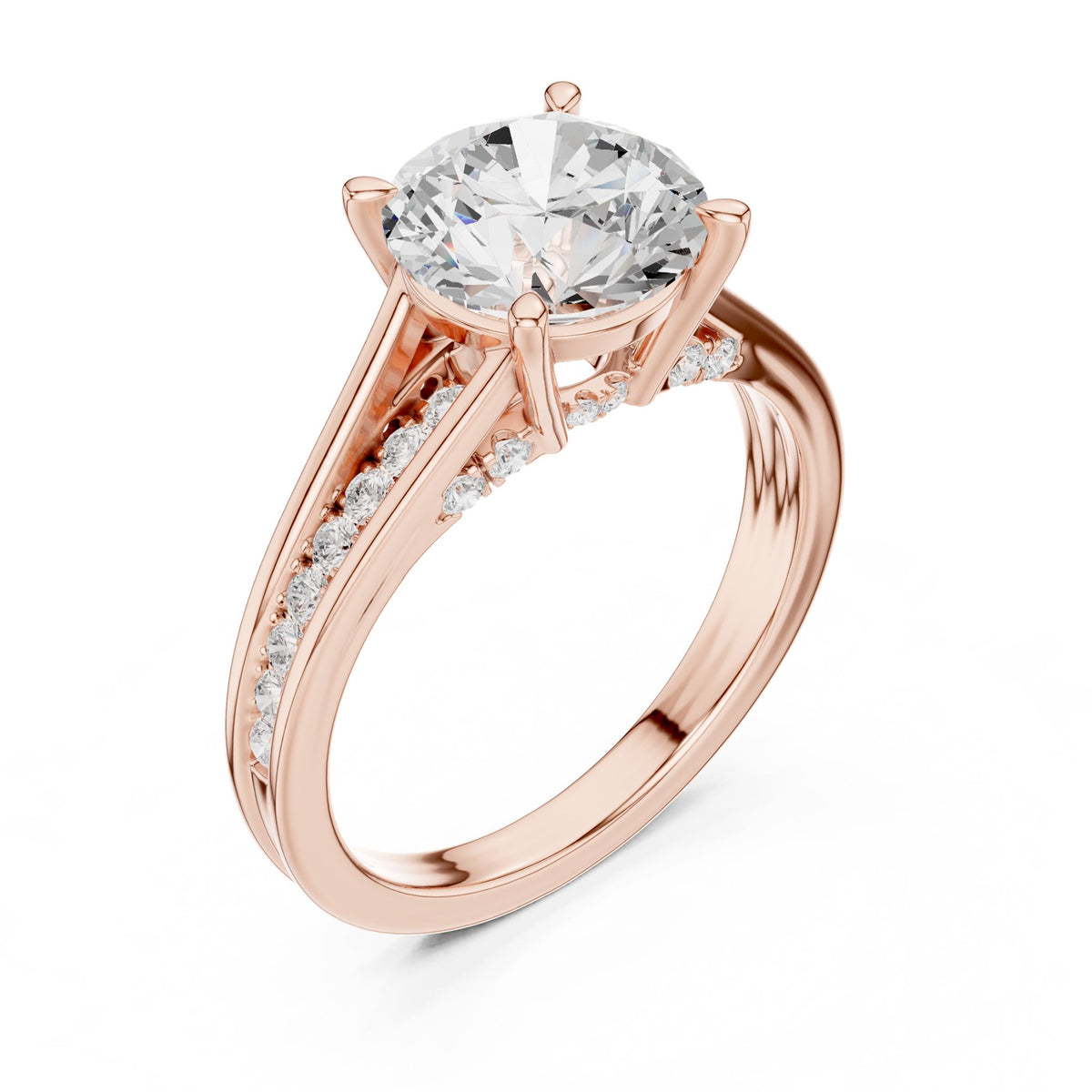 Round Accented Lab Grown Diamond Engagement Ring