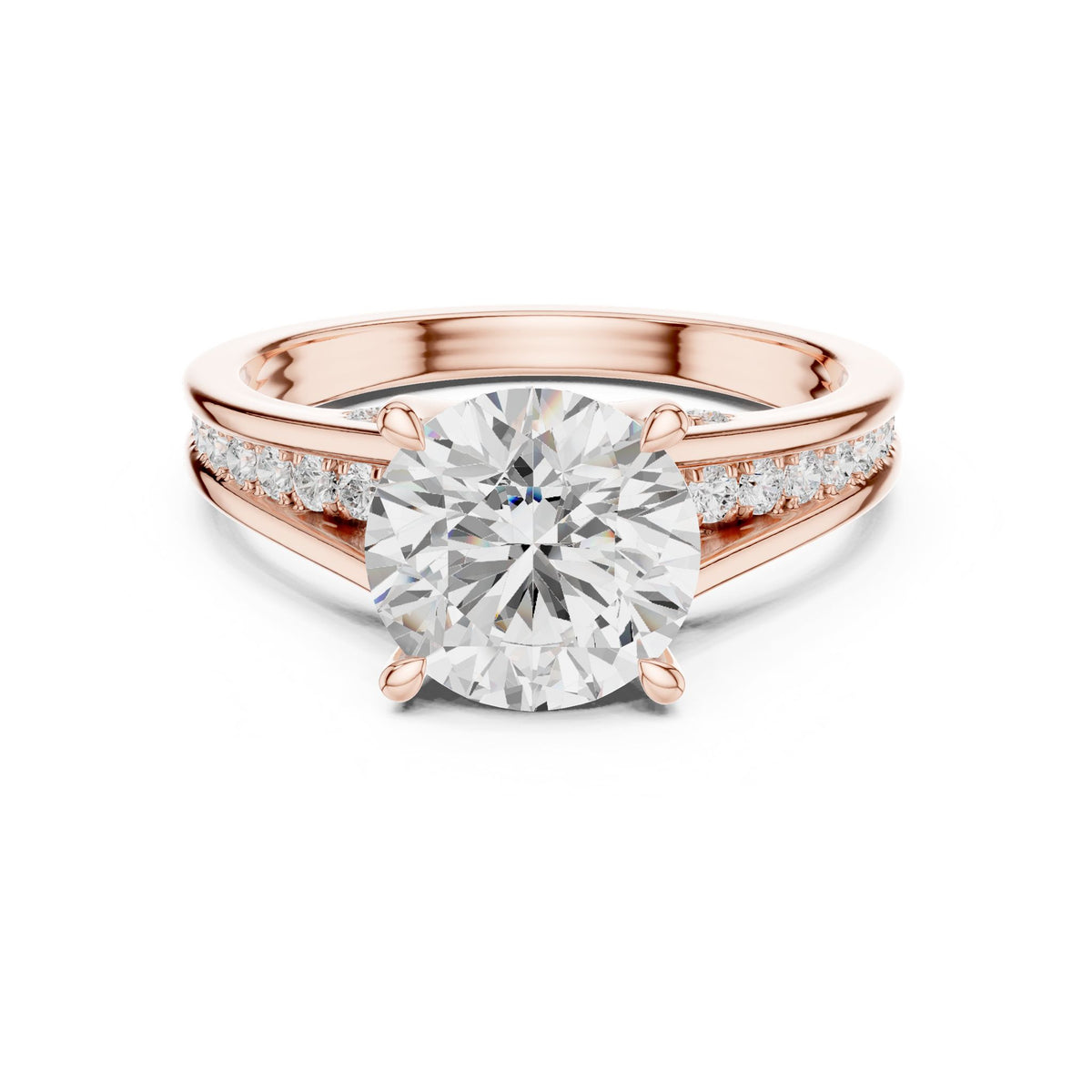 Round Accented Lab Grown Diamond Engagement Ring