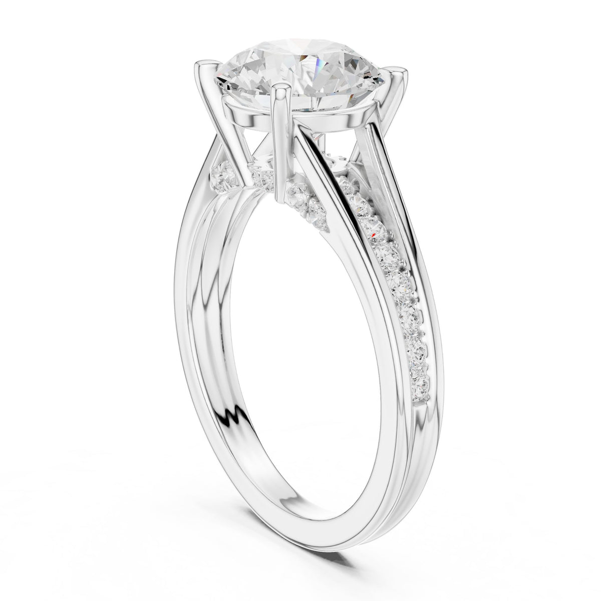 Round Accented Lab Grown Diamond Engagement Ring