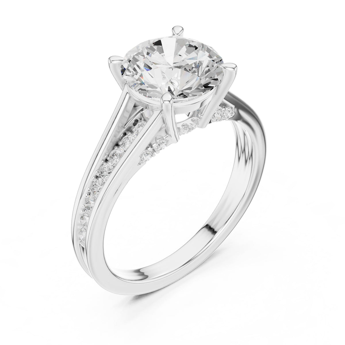 Round Accented Lab Grown Diamond Engagement Ring