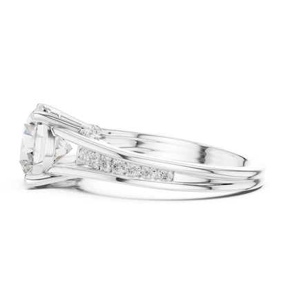 Round Accented Lab Grown Diamond Engagement Ring