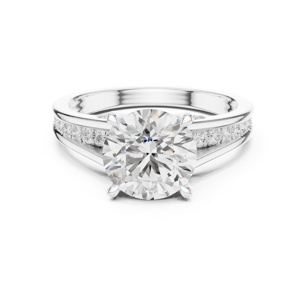 Round Accented Lab Grown Diamond Engagement Ring