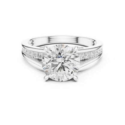 Round Accented Lab Grown Diamond Engagement Ring