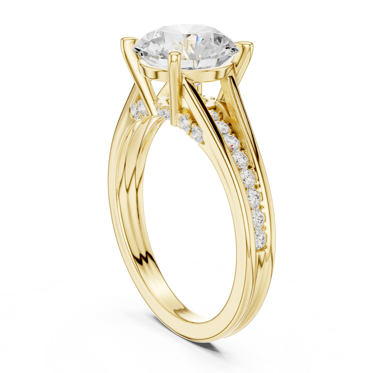 Round Accented Lab Grown Diamond Engagement Ring