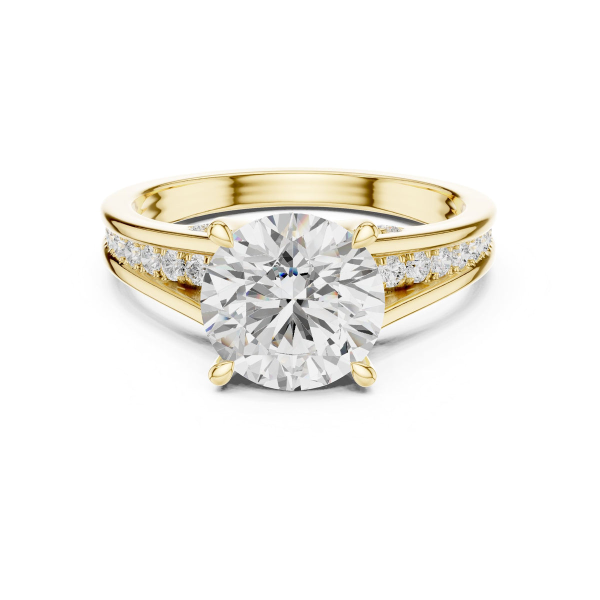 Round Accented Lab Grown Diamond Engagement Ring