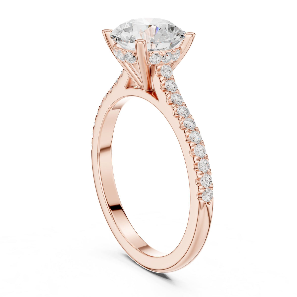 Round Accented Lab Grown Diamond Engagement Ring
