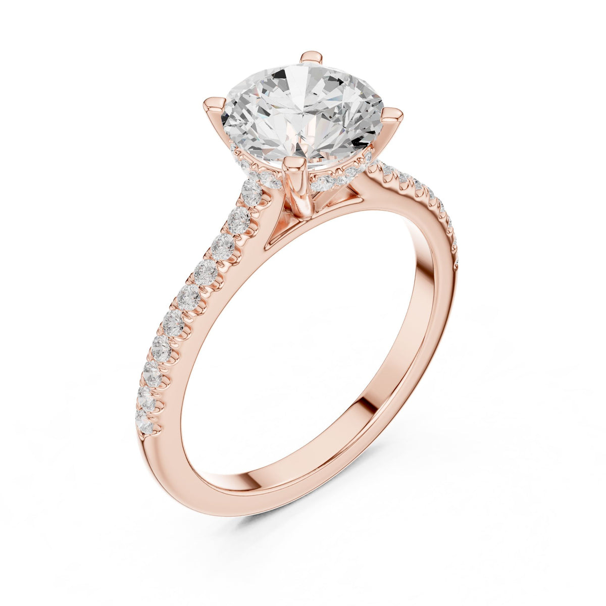 Round Accented Lab Grown Diamond Engagement Ring