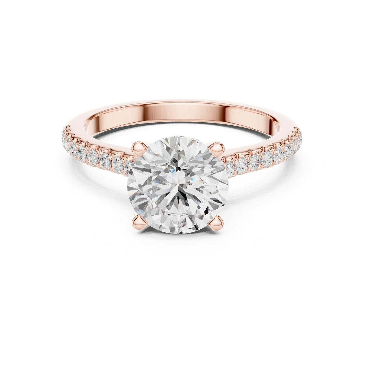 Round Accented Lab Grown Diamond Engagement Ring