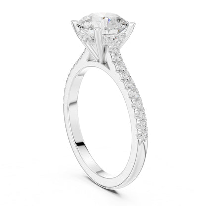 Round Accented Lab Grown Diamond Engagement Ring