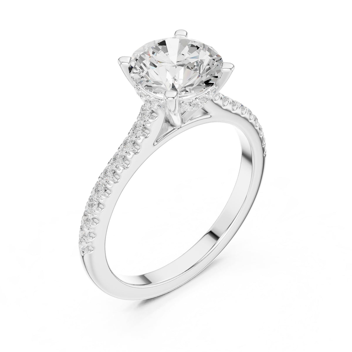 Round Accented Lab Grown Diamond Engagement Ring