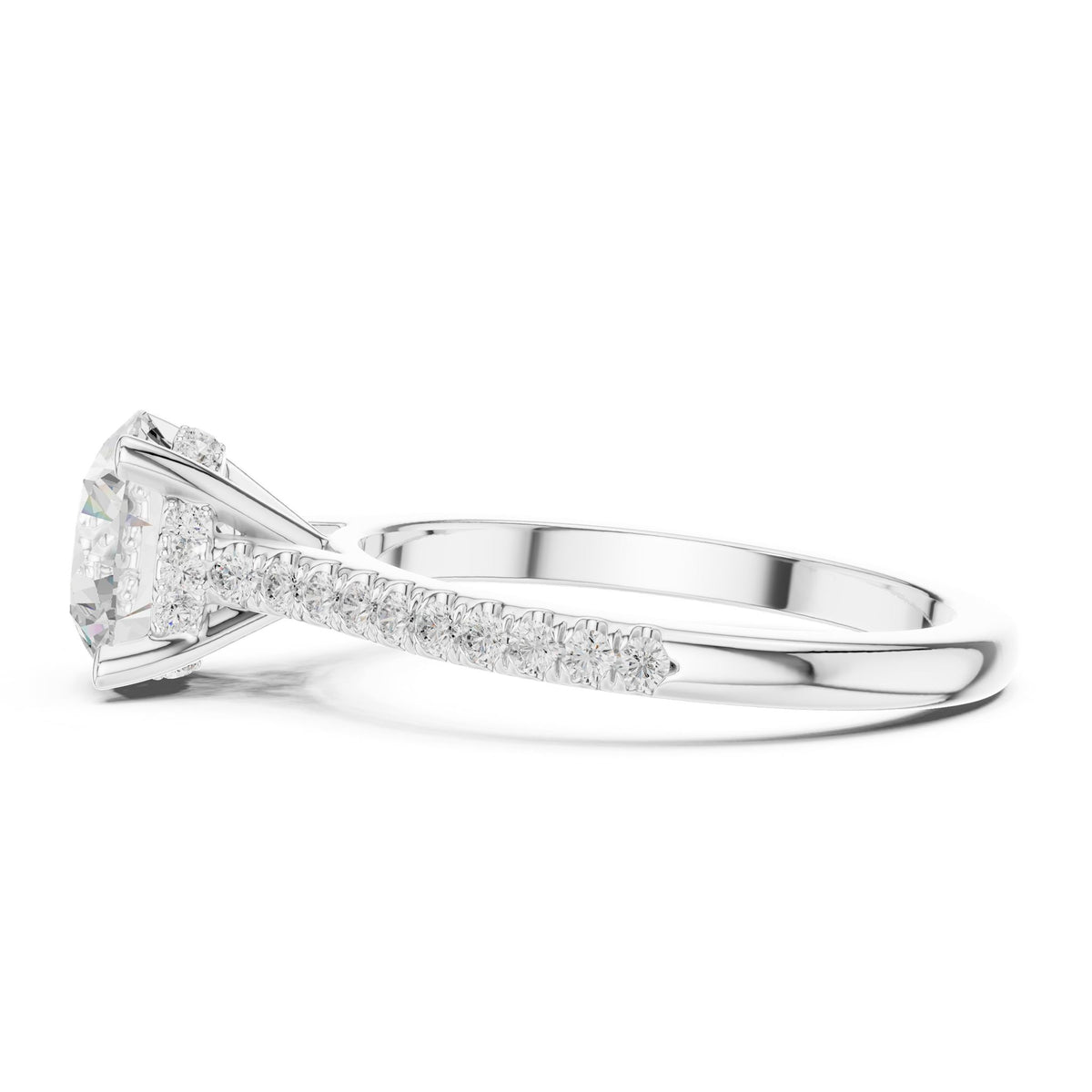 Round Accented Lab Grown Diamond Engagement Ring