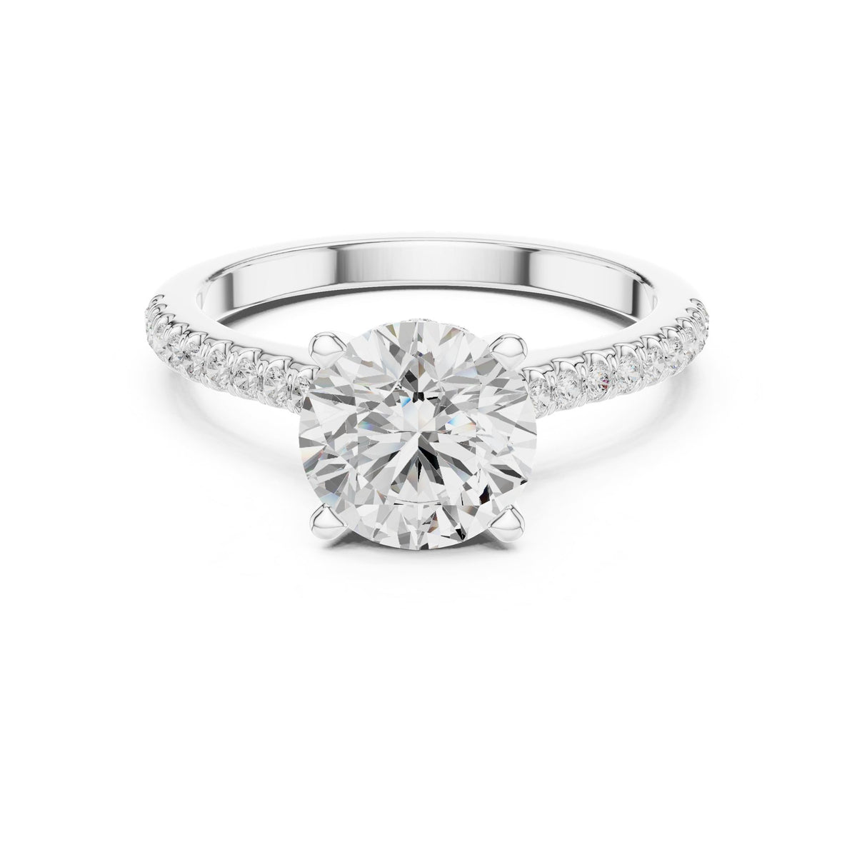 Round Accented Lab Grown Diamond Engagement Ring