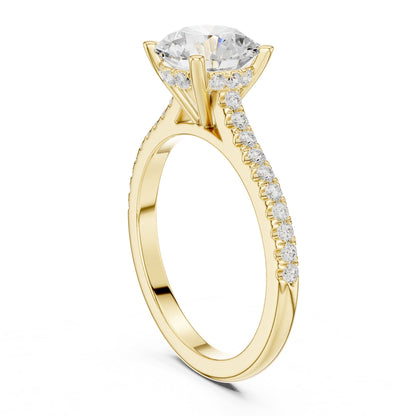Round Accented Lab Grown Diamond Engagement Ring