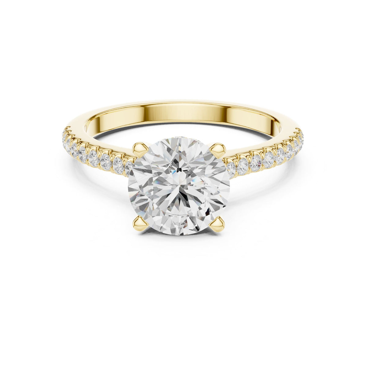 Round Accented Lab Grown Diamond Engagement Ring