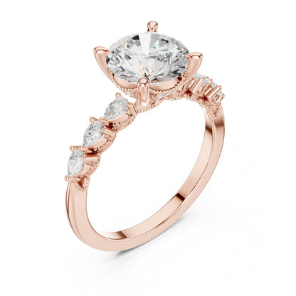 Round Accented Lab Grown Diamond Engagement Ring