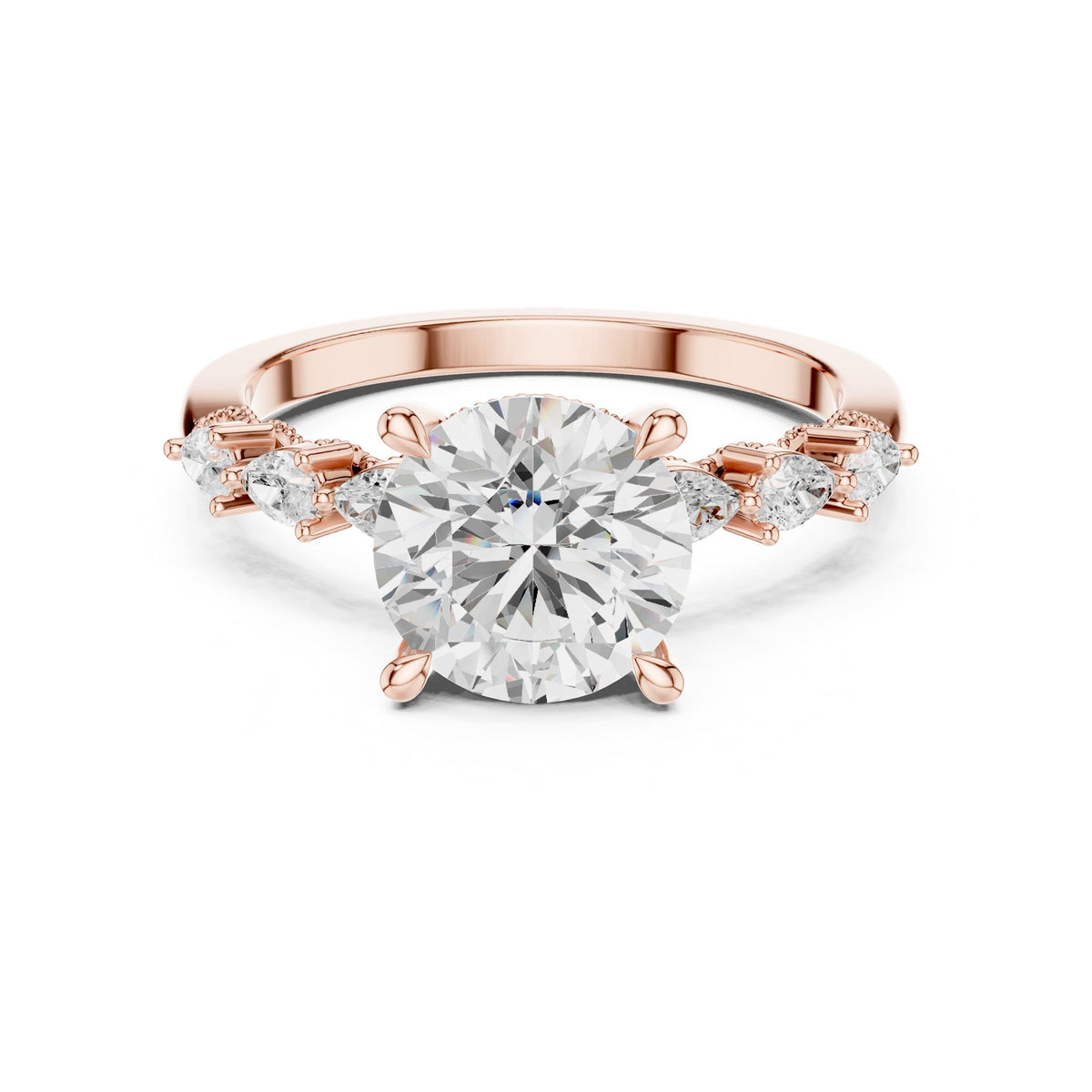 Round Accented Lab Grown Diamond Engagement Ring