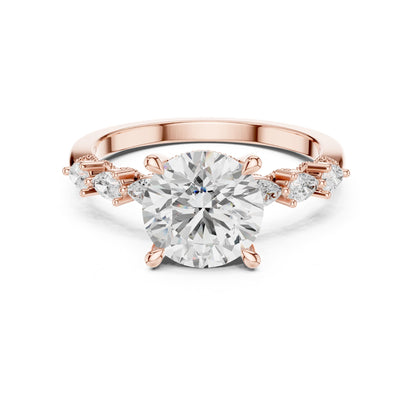 Round Accented Lab Grown Diamond Engagement Ring