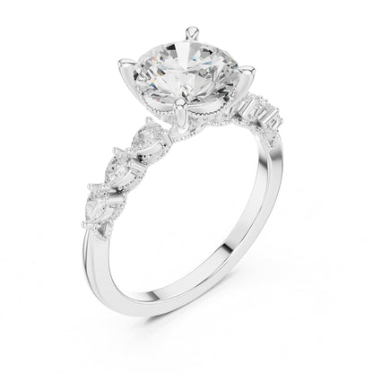 Round Accented Lab Grown Diamond Engagement Ring
