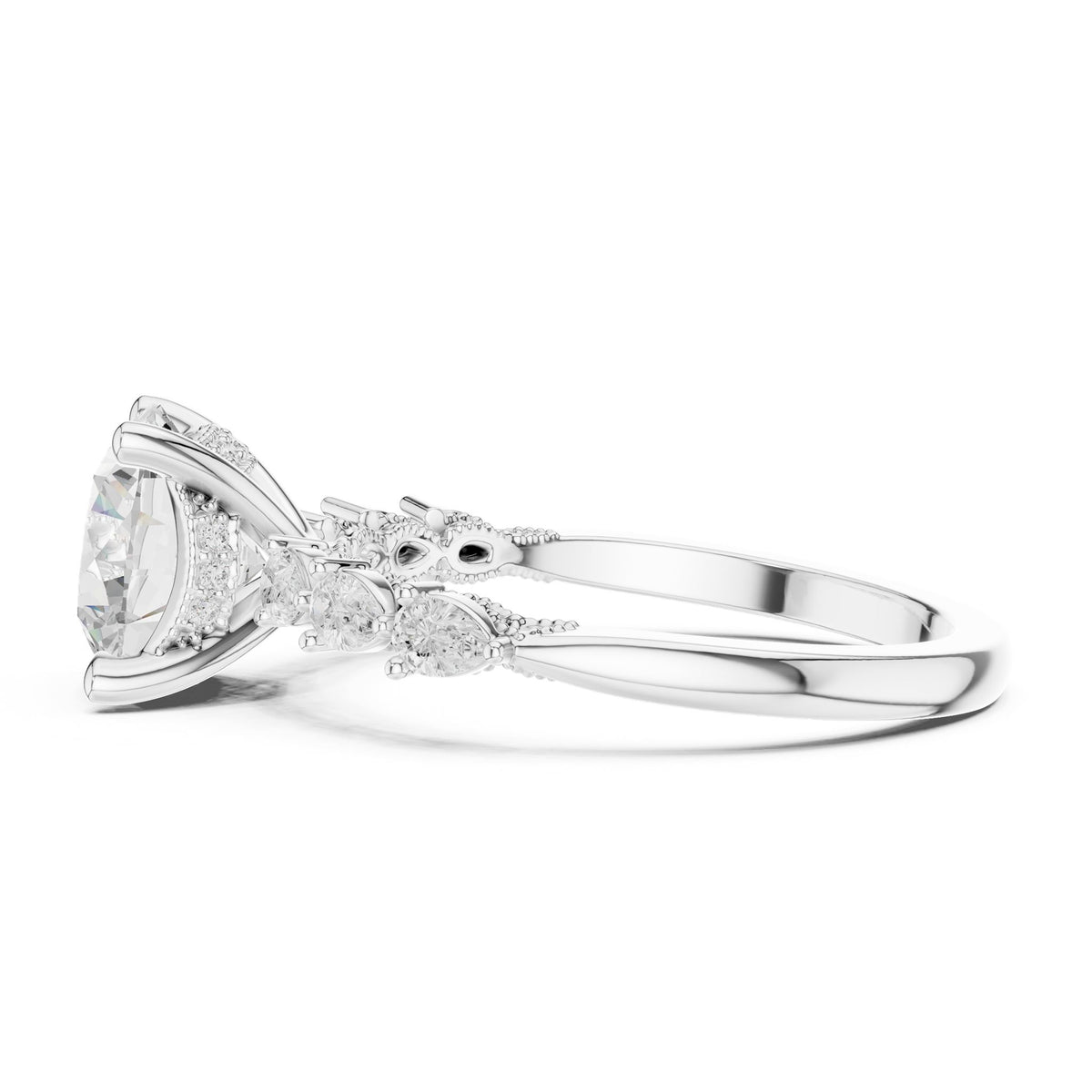 Round Accented Lab Grown Diamond Engagement Ring