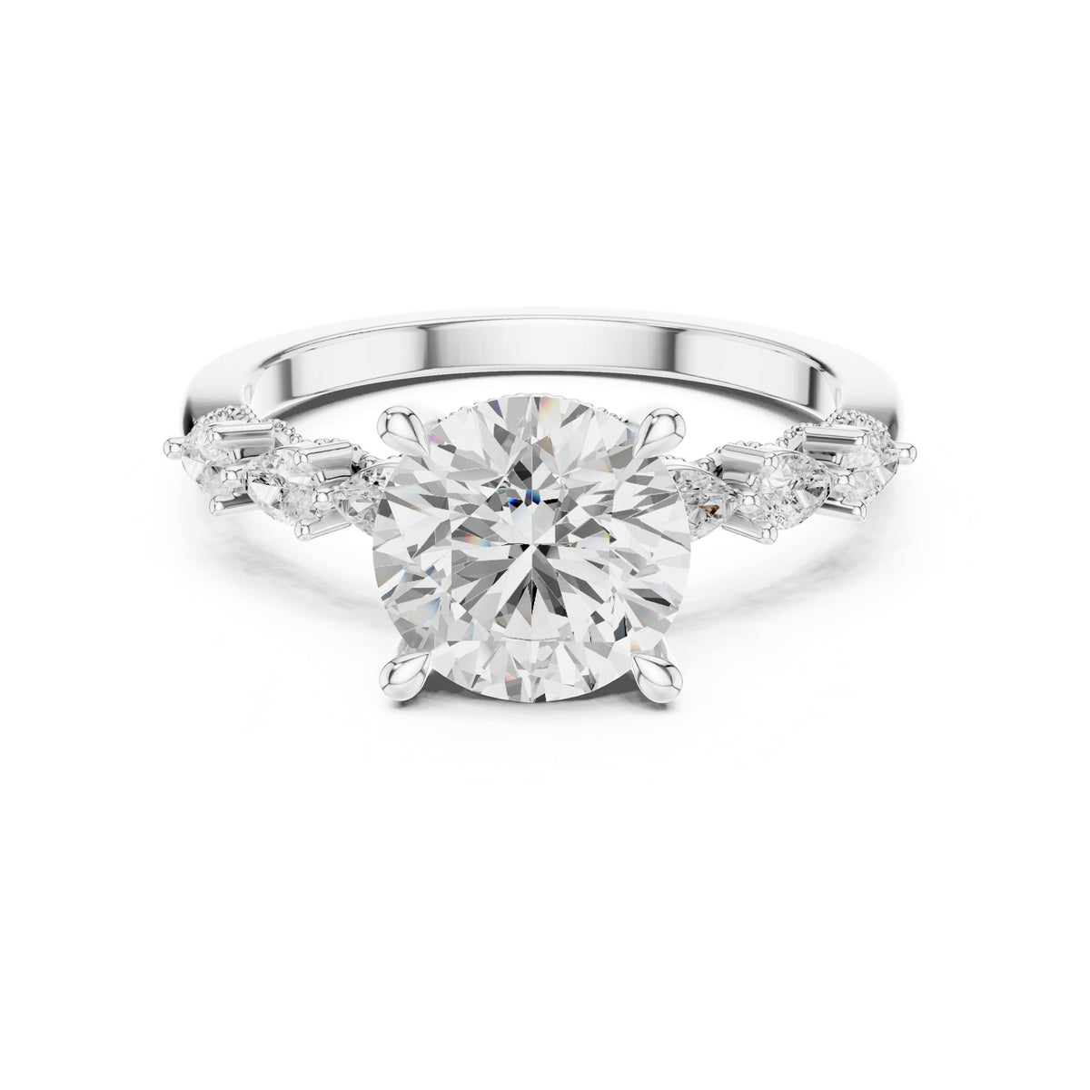 Round Accented Lab Grown Diamond Engagement Ring