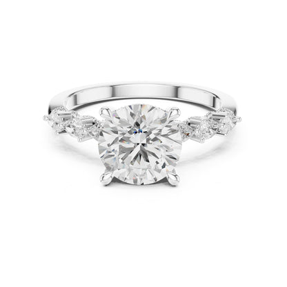 Round Accented Lab Grown Diamond Engagement Ring