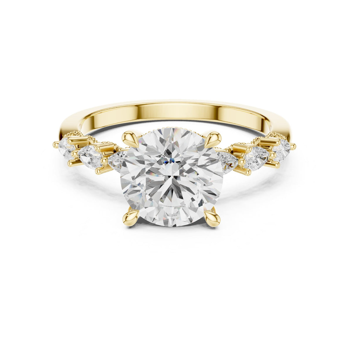 Round Accented Lab Grown Diamond Engagement Ring