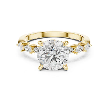 Round Accented Lab Grown Diamond Engagement Ring