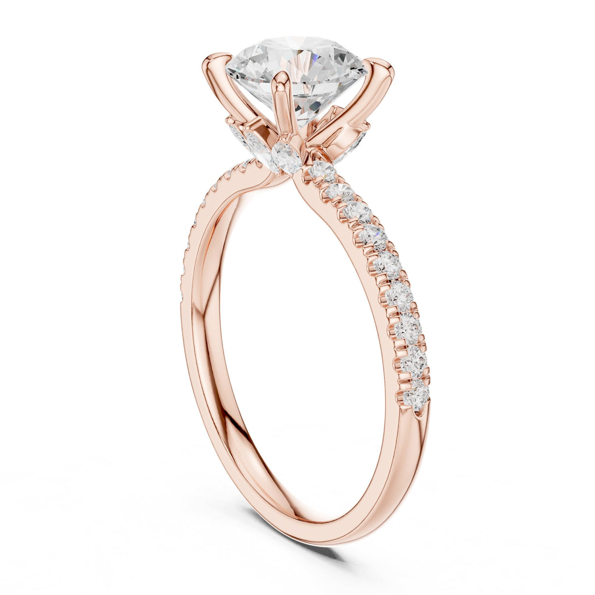 Round Accented Lab Grown Diamond Engagement Ring