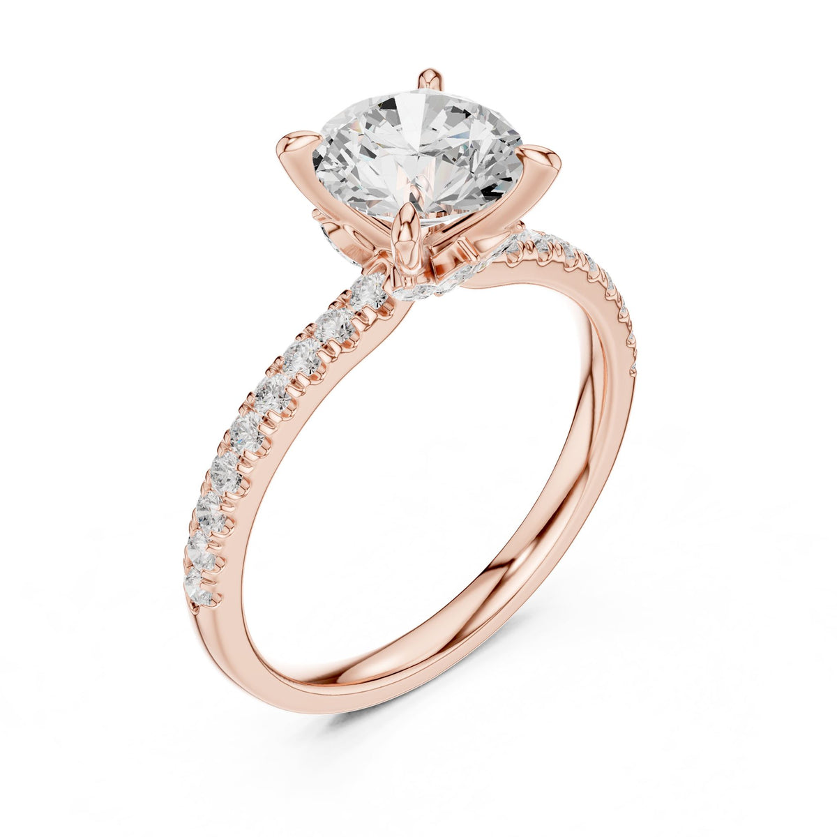Round Accented Lab Grown Diamond Engagement Ring