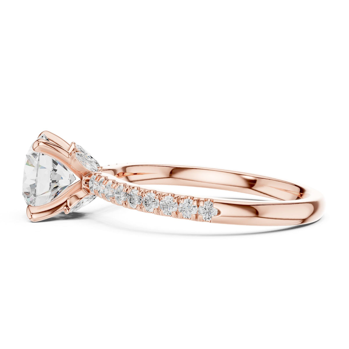 Round Accented Lab Grown Diamond Engagement Ring