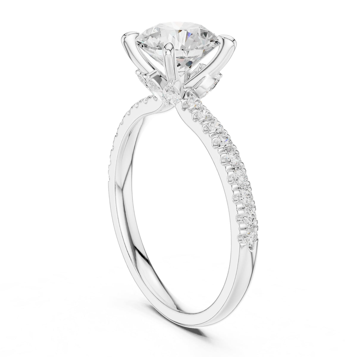 Round Accented Lab Grown Diamond Engagement Ring