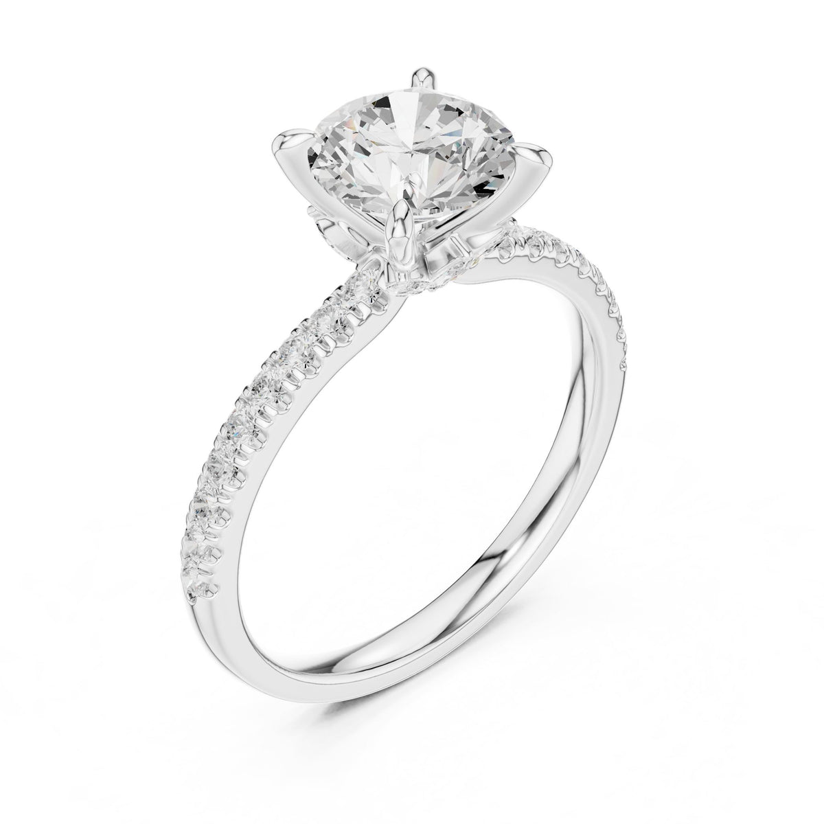 Round Accented Lab Grown Diamond Engagement Ring
