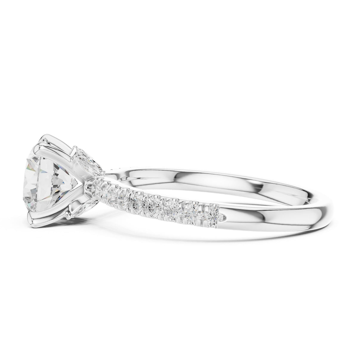 Round Accented Lab Grown Diamond Engagement Ring