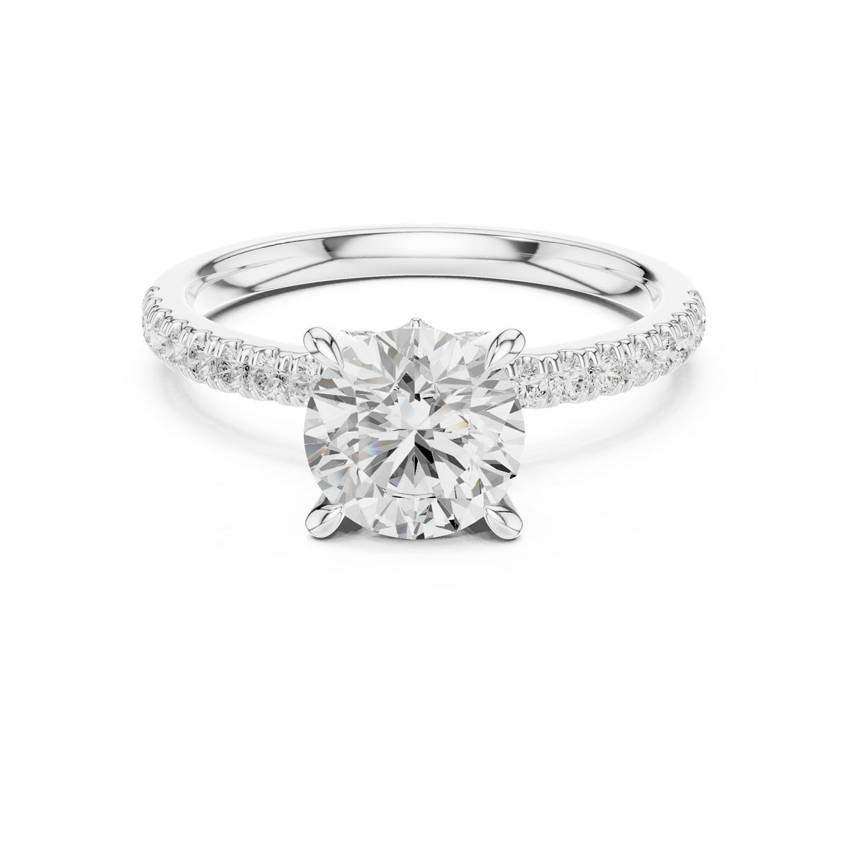 Round Accented Lab Grown Diamond Engagement Ring